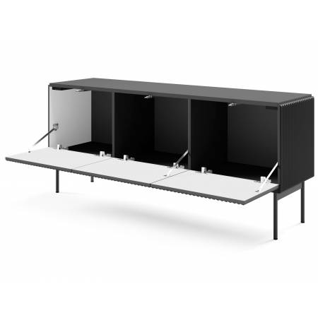 Szafka pod telewizor ryflowana czarna 3D RTV 147 cm MIGEL